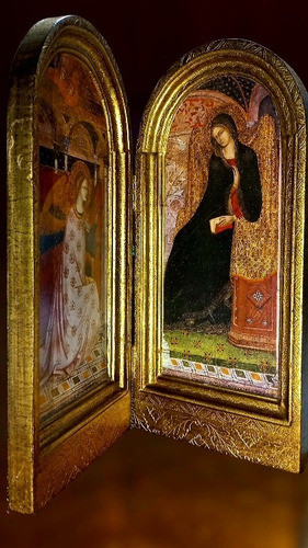 Cuadro Diptico Religioso Dorado 32 X 33 1