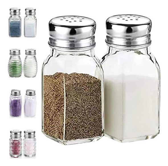 Conjunto De Sal Y Pimienta, Vidrio Claro Con Tapa Inoxidable 0