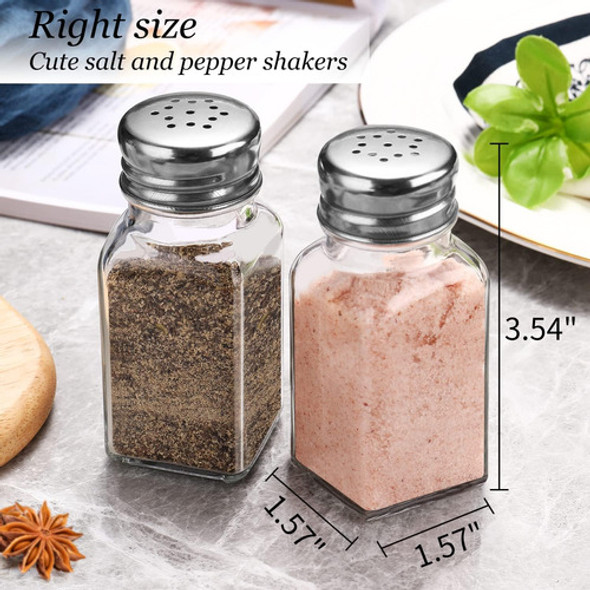 Conjunto De Sal Y Pimienta, Vidrio Claro Con Tapa Inoxidable 1