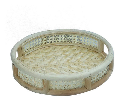 Bandeja Decorativa Redonda Rattan Natural 40cm Rmh0011 Btc 0