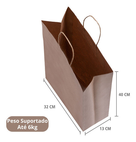 Sacola Delivery Papel Kraft G 40x32x13 - Caixa C/ 50un 1