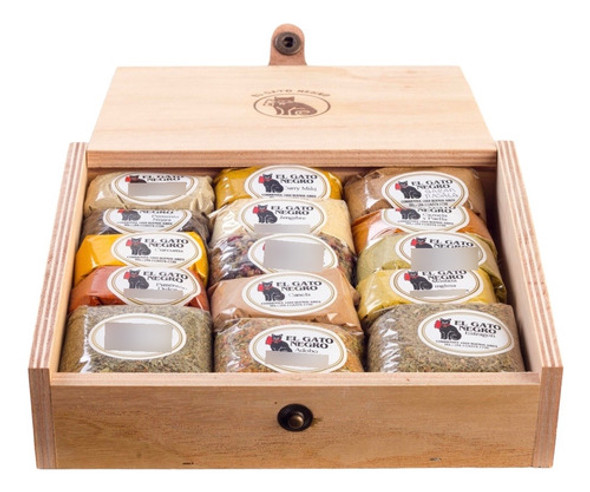 Caja Madera Especias Seleccio Gourmet El Gato Negro Regalo 0 Caja Madera Especias Seleccio Gourmet El Gato Negro Regalo 0
