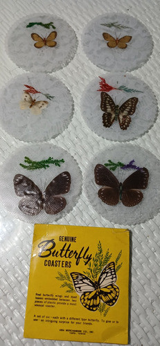 Genuine Butterfly Coasters 6 Indiv. Apoya Vaso 0
