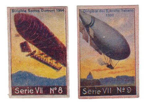 2 Figuritas Antiguas De Dirigibles Santos Dumont E Italiano 0