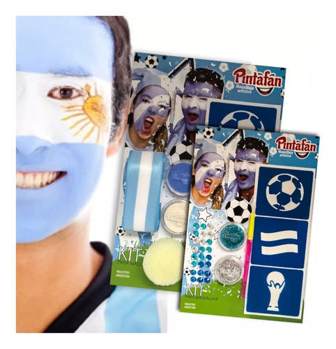 Kits De Maquillaje Artistico Stencil Futbol Niños Pintafan 0