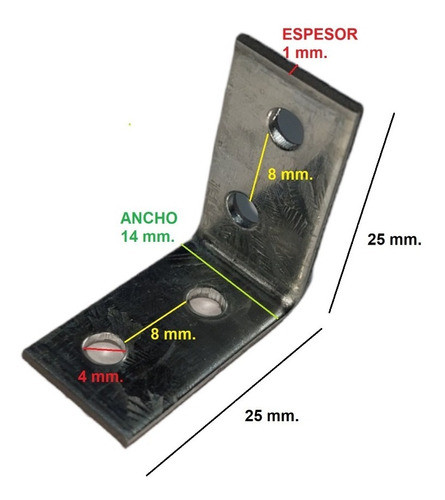 Sc Esquinero Angulo Escuadra 25mm Reforz Galv. (caja X 24 U) 1