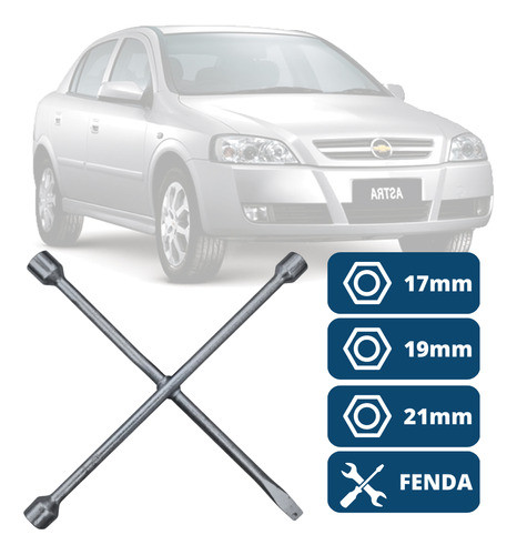 Chave De Roda Cruz 17 19 21 Mm + Espatula  Gm Astra 0