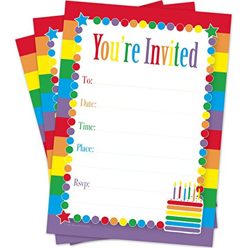 Invitaciones De Cumpleaños De Rainbow Cake Para Niñas (20 Co 0
