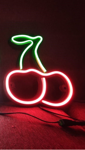 Cartel Cerezas En Neón Led 40 Cm / Deco  / Figuras / Hogar 1
