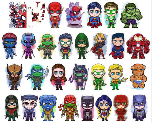 Vectores. Superheroes Kawaii Exclusivo!! Excelente Calidad!! 1