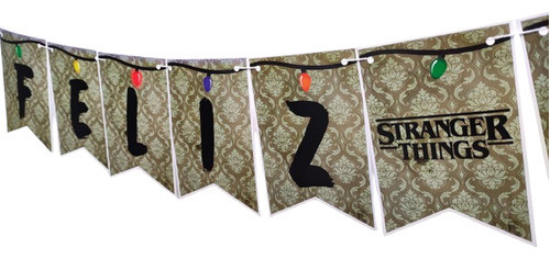 Cartel Feliz Cumple Guirnalda Festejo Stranger Things 1
