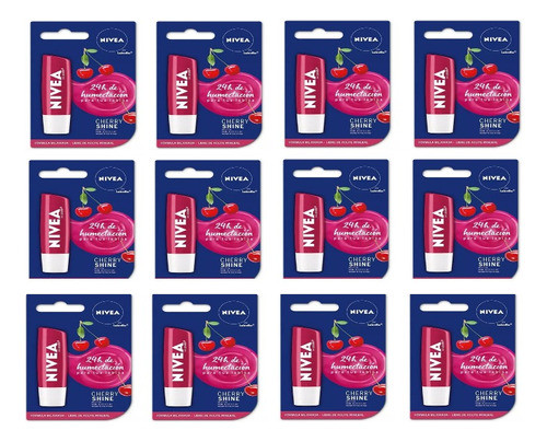 12 Protectores Labial Nivea By Labello Cherry Shine 0