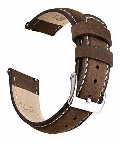 Malla Para Rejoj Analogico Cuero Genuino Brown W Silver 24mm 0
