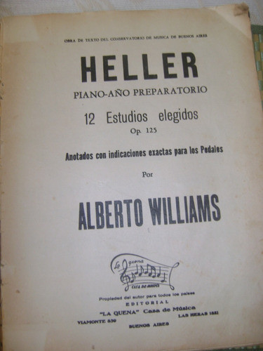 Libro Partituras Piano  Heller 12 Estudios Elegidos Op 125 1