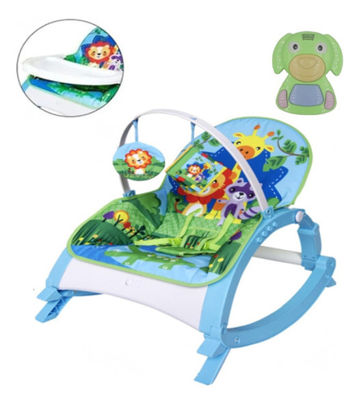 Kit Cadeira Descanso 20kg Bebê Musical Azul + Dog Musical 0 Kit Cadeira Descanso 20kg Bebê Musical Azul + Dog Musical 0