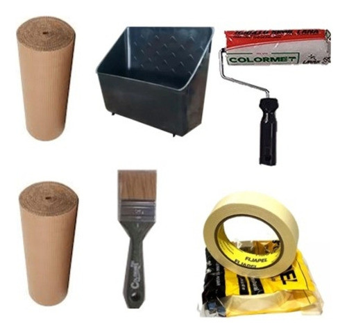 Kit Combo Pintor Pincel Rodillo Bandeja Rollos Cinta 0