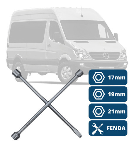Chave De Roda Cruz 17 19 21 Mm + Espatula  Mercedes Sprinter 0