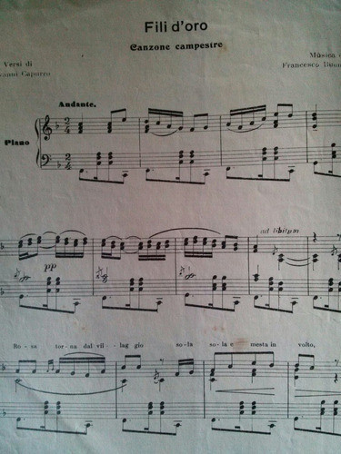 Partitura Filu D'oro,versi Di G.capurro 1