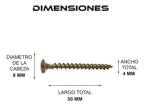 Tornillo Fix 4 X 50 - Caja X 200u - Dorados - Fdn 1