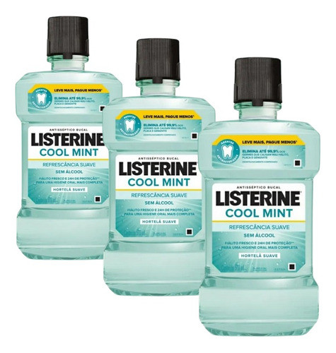 Listerine Cool Mint S/ Álcool 500 Ml - Kit C/ 3 Und 0