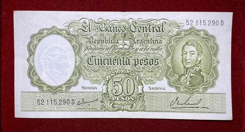 Billete 50 Pesos Argentina 1969 Bottero 2028 Moneda Nacional 0
