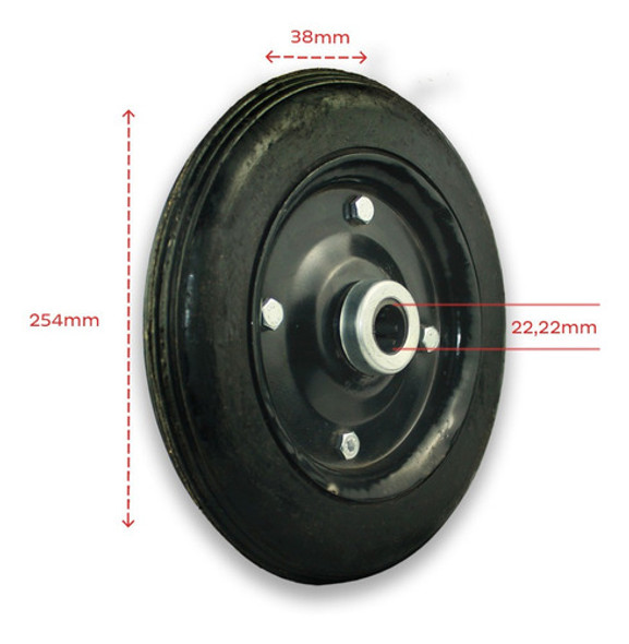Roda Borracha Maciça 10 Pol Rolete 7/8 Aro Em Chapa 1 Roda Borracha Maciça 10 Pol Rolete 7/8 Aro Em Chapa 1