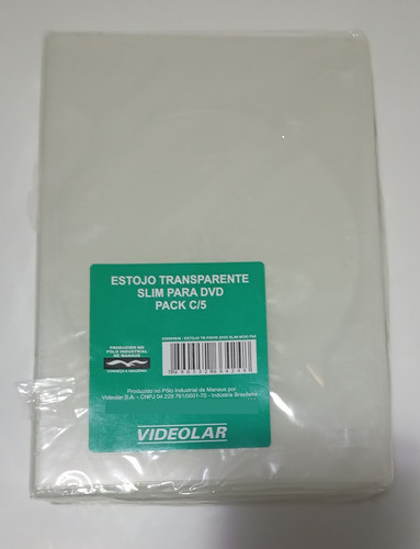 Pack 5 Estojos Slim Transparentes Pra Dvd Videolar 0