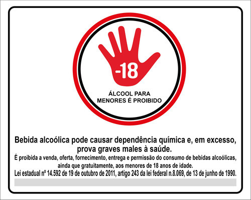 2 Placas Proibido Vender Bebida Alcoolica P/ Menores 18 Anos 0