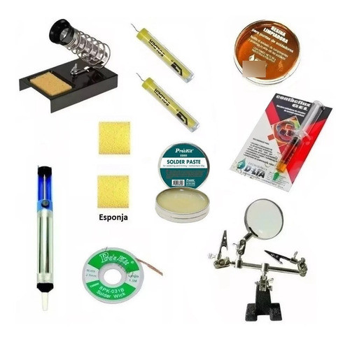 Kit Soldar Malla Desoldante Resina Flux Soporte Pasta Lupa 0
