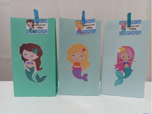 Bolsas De Papel Para Sorpresitas Personalizadas De Sirenas 1