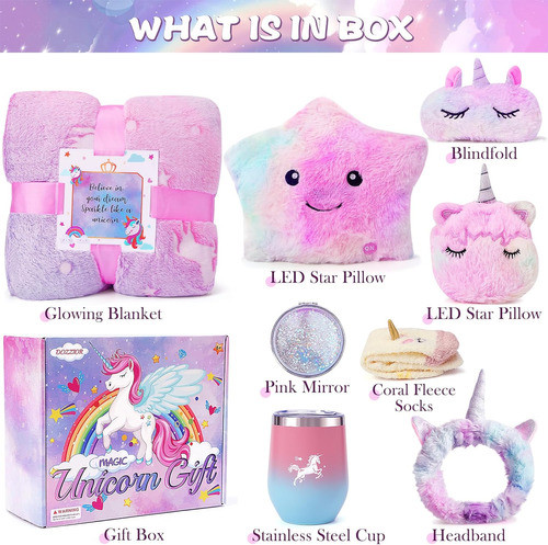 Canasta De Regalos Para Niñas Con Manta Glow Y Taza 1
