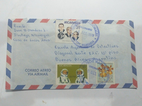 Nicaragua Sobre A Argentina 1970 Multiple Sellos 0