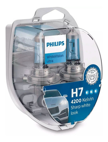 Kit 2 Lampara H7 Philips White Vision Ultra 12v 55w + W5w 0