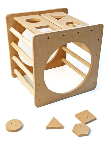 Cubo Dicáctico Escalador Montessori Pikler Mdf Juegos Niños 0