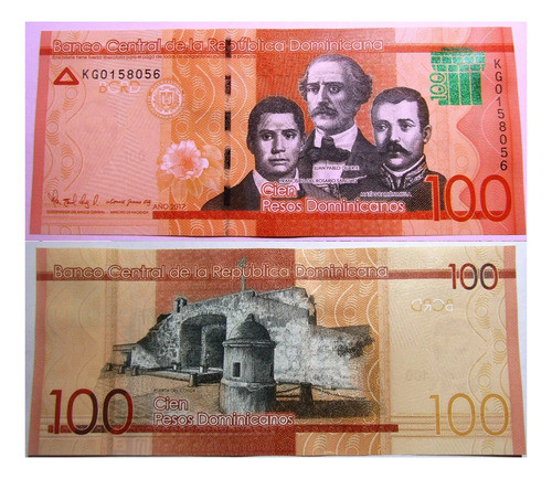 República Dominicana Billete 100 Pesos Unc 2017 Pick New 0