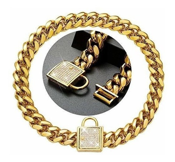 Cadena De Perro Petoo Rrde Oro De 18k Con Cierre De Diamante 0