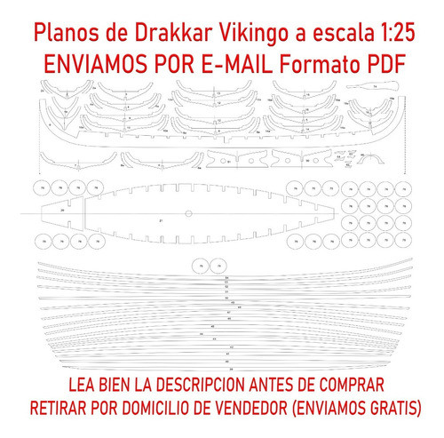 Planos Digitales Pdf Drakkar Vikingo - 1:25 - Envió Gratis 1