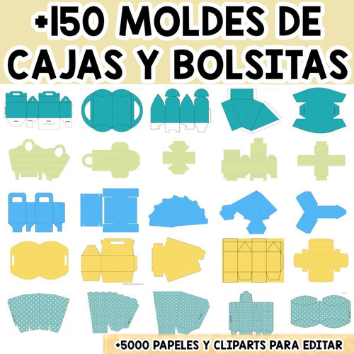 Kit Plantillas Cajas Y Bolsitas + 5000 Papeles Y Cliparts 1