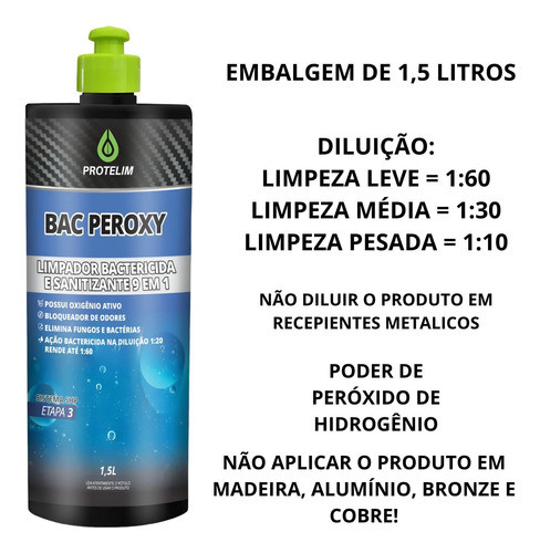 Limpador Bactericida 9 Em 1 Bac Peroxy Protelim 1,5 Lts 1