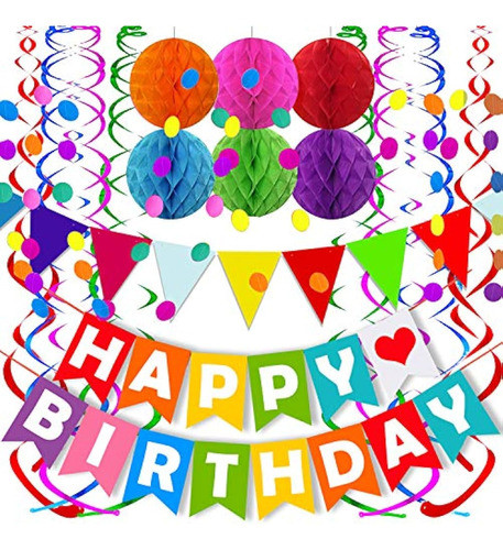 Fecedy Colorida Pancarta De Feliz Cumpleaños De 0