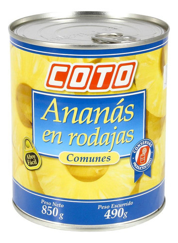 6 Anana Coto En Rodajas  Lata 850 Gr Pack 0
