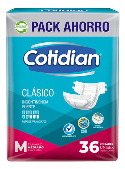 Pañales De Adulto Cotidian Clásico, Talle M 36 Unid. 0 Pañales De Adulto Cotidian Clásico, Talle M 36 Unid. 0