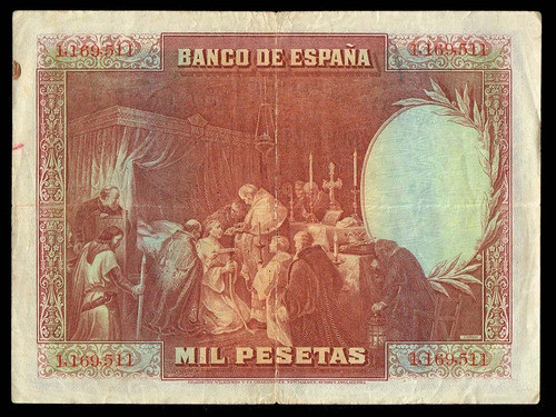 Numismática España Billete 1.000 Mil Pesetas 15/08/1928 1