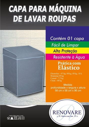 Capa De Maquina Lavar Roupas Corino Electrolux 8 Kilos 0