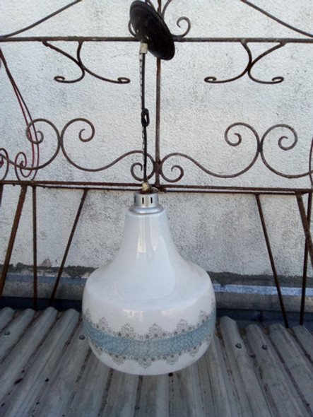 Antigua Lampara Opalina Cocina Retro 27,5 Diam. X 69 Alto 0