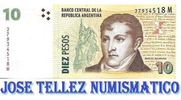 Bottero 3437a $10 Convert 2do Diseño Serie M F.5 Unc Palermo 0
