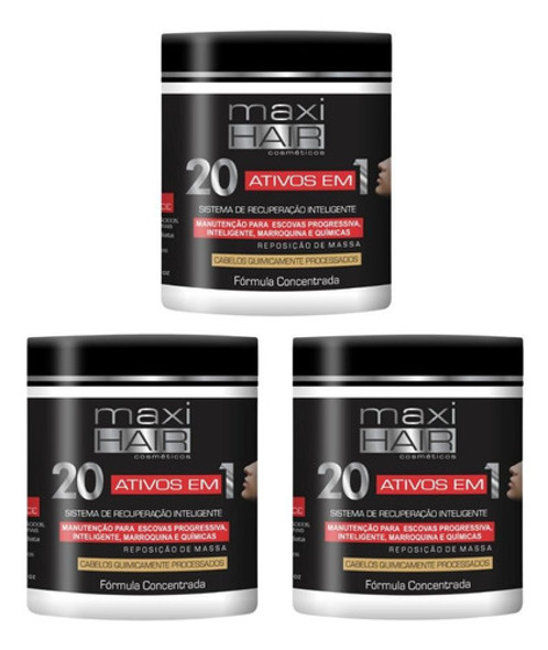Mascara Maxihair 500g 20 Ativos Em 1 - Kit Com 3un 0