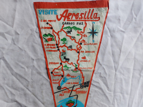 Banderín Visite Aerosilla Villa Carlos Paz Cordoba Argentina 1