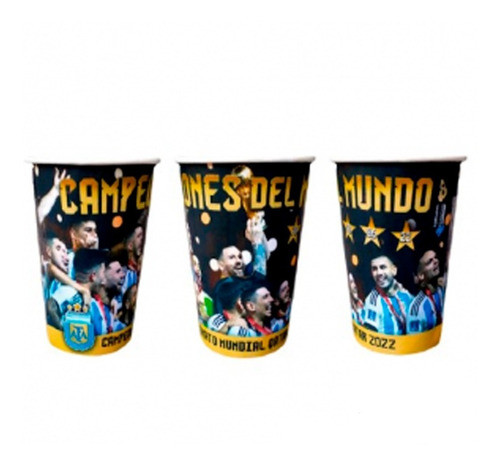 Vaso Polipapel Argentina Campeones Pack X10 Producto Oficial 0
