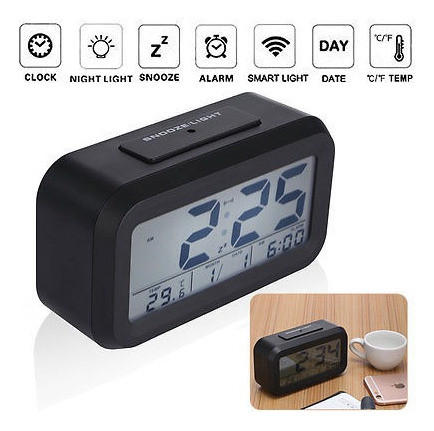 Sensor Led Luz Alarma Digital Reloj Snooze Tiempo Calendario 1